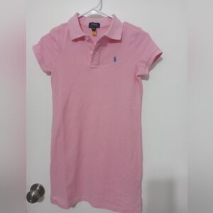 Polo Ralph Lauren Girl's M Barbie Pink Short Sleeve Knee Length Shirt Dress